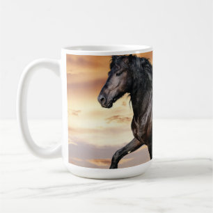 Mooie zwarte paard koffiemok