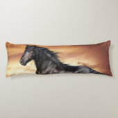 Mooie zwarte paard lichaamskussen (Achterkant)