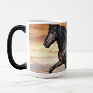 Mooie zwarte paard magische mok
