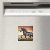 Mooie zwarte paard magneet (Insitu (Vaatwasser))