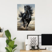Mooie zwarte paard poster (Thuiskantoor)