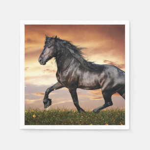Mooie zwarte paard servet