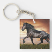 Mooie zwarte paard sleutelhanger (Voorkant)