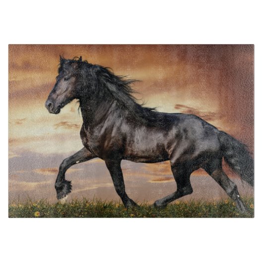 Mooie zwarte paard snijplank (Voorkant)