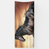 Mooie zwarte paard spandoek (Verticaal)