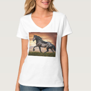 Mooie zwarte paard t-shirt