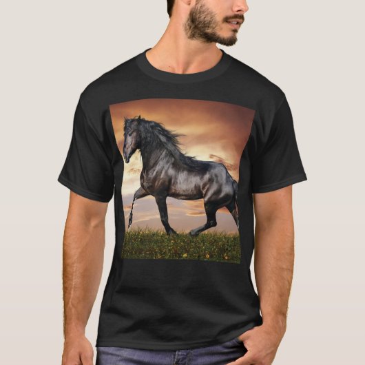 Mooie zwarte paard t-shirt (Voorkant)