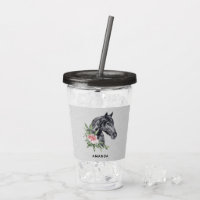 Mooie zwarte paarse kop portret Waterverf