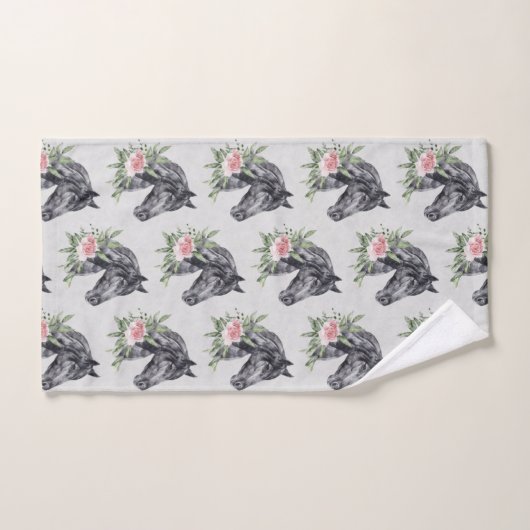 Mooie zwarte paarse kop portret Waterverf Bad Handdoek (Handdoek)