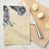 Mooie zwarte paarse kop portret Waterverf Theedoek (Quarter Fold)