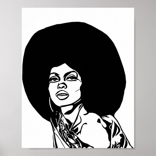 Mooie zwarte Vrouw Afro-haarinkttekening Poster (Voorkant)