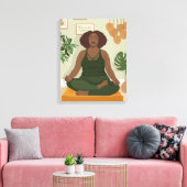 Mooie zwarte vrouw die mediteert canvas afdruk (Insitu (Woonkamer))