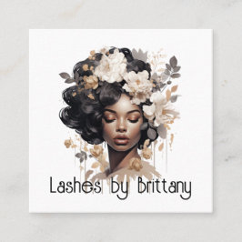 Mooie zwarte vrouw haar make-up stylist vierkante visitekaartje