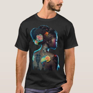 Mooie zwarte vrouw leuke Tattoos Afrikaans T-shirt