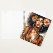 Mooie zwarte vrouw met Afro 70s Retro Mode Planner (Display)