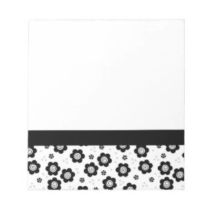 Mooie zwarte witte bloemen Notitieboekje Notitieblok