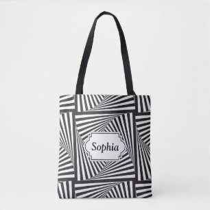 Mooie zwarte witte spirituele optische illusie tote bag