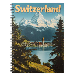 Mooie Zwitserse Alpen Schilderachtig Bergen Notitieboek