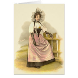 Mooie Zwitserse vrouw in het traditionele kostuum,