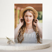 Mooien Script Blush Foto Afstudeer Uitnodiging