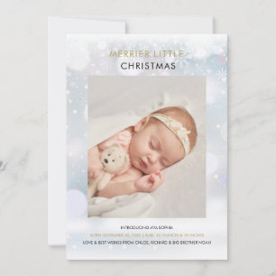 Mooier Kleine Kerstsneeuwvlokken Foto Geboorte Feestdagenkaart