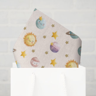 Mooipapier met planeten en sterren voor verpakking tissuepapier