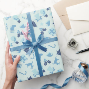 Mooipapier voor Kerstmis in het blauw Cadeaupapier