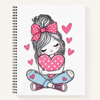 Moois Roze Meisje Hartjes Klassieke Notitieboek