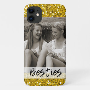 Mooiste Beste Vrienden Foto Gouden Glitters iPhone 11 Hoesje