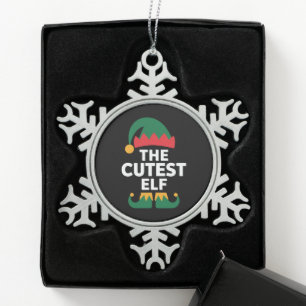 Mooiste Elf-matchende gezinskerst Tin Sneeuwvlok Ornament