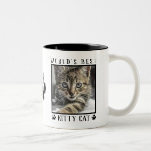 Mooiste kat van de wereld pootafdrukken naam huisd tweekleurige koffiemok