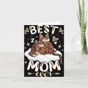 Mooiste Moeder, Bengaalse Kat 2 Kittens, Moederdag Kaart
