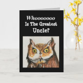 Mooiste Oom Verjaardag Grappige Uil Kaart (Gele Bloem)