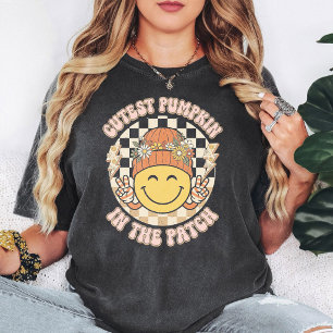 Mooiste Pompoenveld Groovy Smiley Vrede Herfst T-shirt