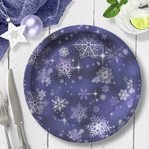 Mooiste Sneeuwvlokken Patroon Violet ID846 Papieren Bordje