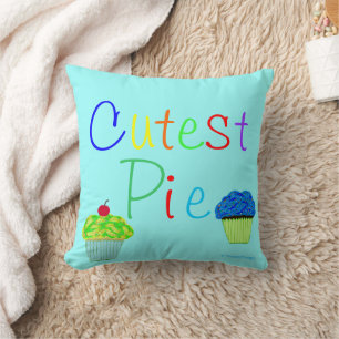 Mooiste Taart Gele & Blauwe Cupcakes PERSONALISEER Kussen