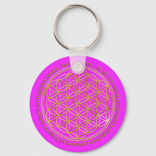 Moola Mantra/Blume Des Lebens Roze Sleutelhanger