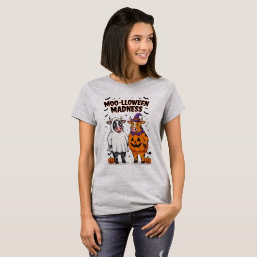 Moolloween Madness Funny Cow Halloween Tee T-shirt (Voorkant volledig)