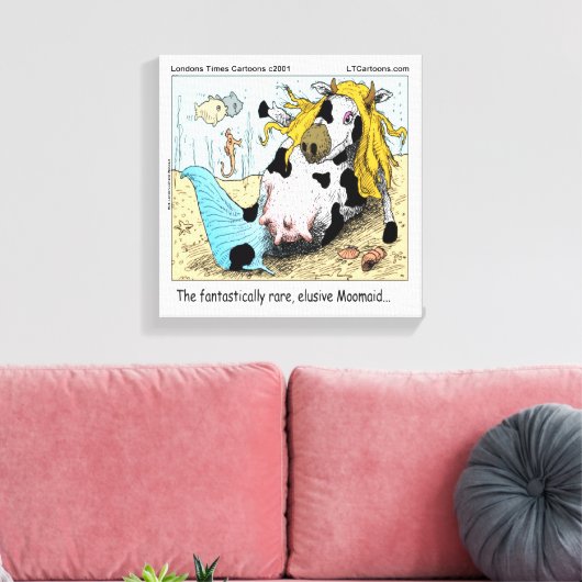 Moomaid Funny 1/2 Mermaid 1/2 Koe Canvas Print (Insitu (Woonkamer))