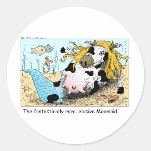 Moomaid Grappige Koe Cartoon Cadeaus T-shirts Verz Ronde Sticker