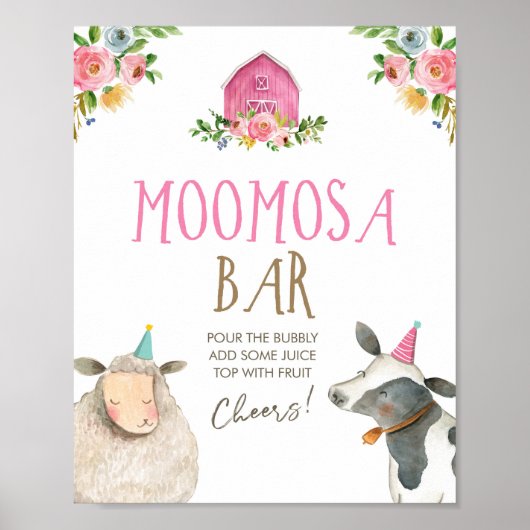 Moomosa Bar Mimosa Farm Animals Barnyard Birthday Poster (Voorkant)