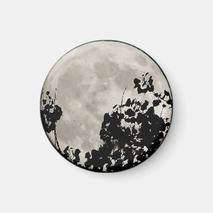 Moon achter donkere bladeren magneet