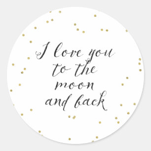 Moon and Back Gold Confetti Ronde Sticker