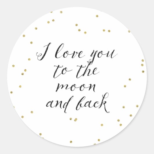 Moon and Back Gold Confetti Ronde Sticker (Voorkant)