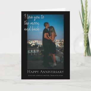 Moon and Back Photo Wedding Jubileum Kaart