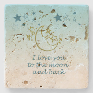 Moon and Back Stars Aqua Ombre   Stenen Onderzetter