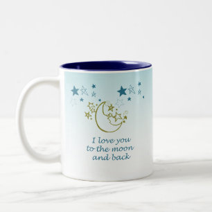 Moon and Back Stars Aqua Ombre Tweekleurige Koffiemok