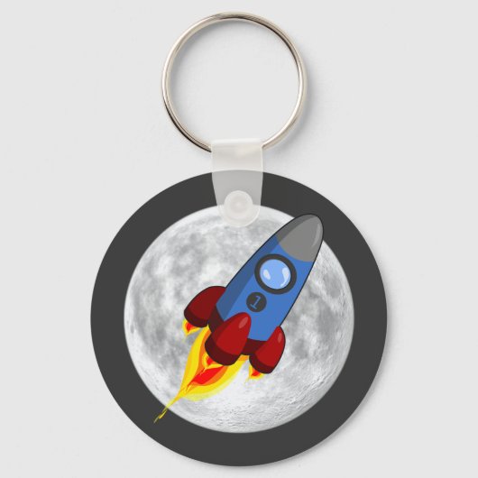 Moon and Rocket Sleutelhanger (keyring) (Voorkant)