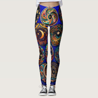 Moon and Star Celestial Leggings - Night Sky