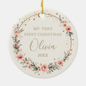 Moon and Stars Baby First Christmas Photo Keramisch Ornament (Achterkant)